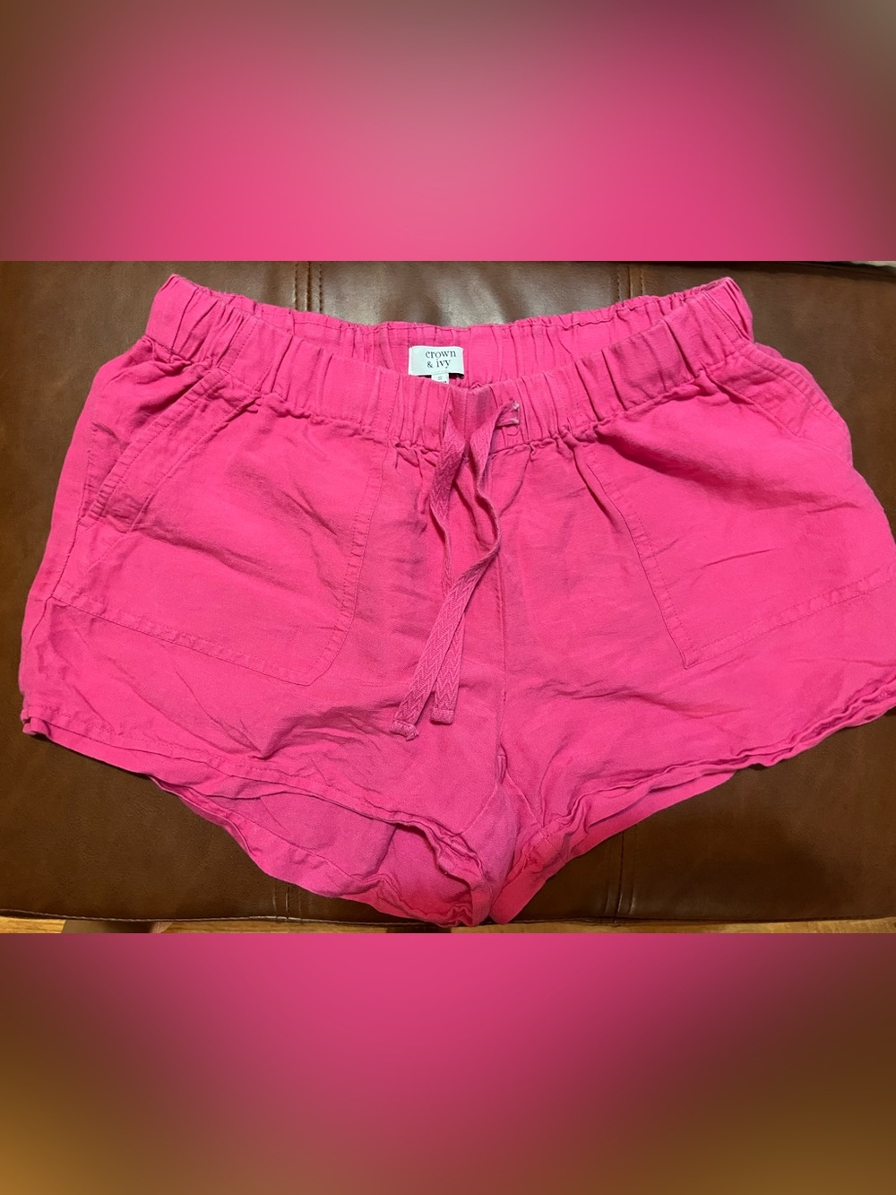 crown & ivy Hot Pink High-Waist Casual Shorts